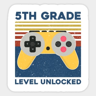 Kids 5th Grade Level Unlocked Back To School Video Gamer Sticker